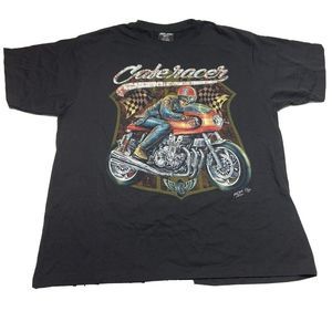 Cafe Racer Rock Chang Black Double Sided Motorcycle T Shirt Mens Size XXL